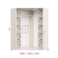 Угловой шкаф-купе 140х140х210 СТАНДАРТ - 2 фасада