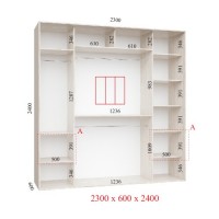 Шкаф-купе 230х60х240 ЛЮКС 3 фасады