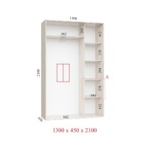 Шкаф-купе 130х45х210 СТАНДАРТ - 2 фасада Шкаф-купе 130х45х210 СТАНДАРТ - 2 фасада