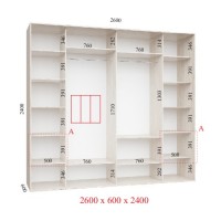 Шкаф-купе 260х60х240 УЛЬТРА - 3 фасады