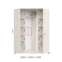 Угловой шкаф-купе 120х120х210 СТАНДАРТ - 2 фасада