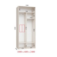 Шкаф-купе 100х60х240 ЛЮКС 2 фасада Шкаф-купе 100х60х240 ЛЮКС 2 фасада