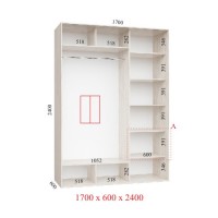 Шкаф-купе 170х60х240 СТАНДАРТ - 2 фасада