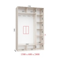 Шкаф-купе 150х60х240 СТАНДАРТ - 2 фасада