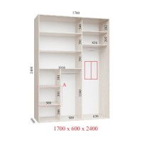 Шкаф-купе 170х60х240 ЛЮКС 2 фасада