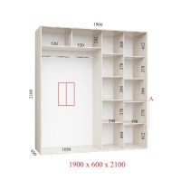 Шкаф-купе 190х60х210 СТАНДАРТ - 2 фасада