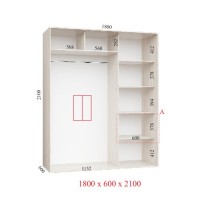 Шкаф-купе 180х60х210 СТАНДАРТ - 2 фасада Шкаф-купе 180х60х210 СТАНДАРТ - 2 фасада