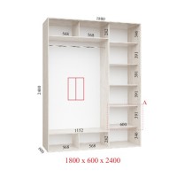 Шкаф-купе 180х60х240 СТАНДАРТ - 2 фасада