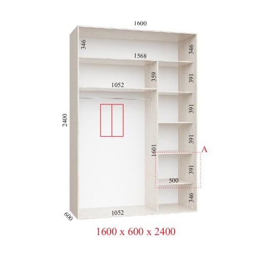 Шкаф-купе 160х60х240 УЛЬТРА - 2 фасада