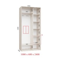 Шкаф-купе 100х60х240 СТАНДАРТ - 2 фасада