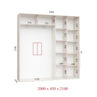 Шкаф-купе 200х45х210 СТАНДАРТ - 2 фасада