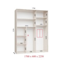 Шкаф-купе 170х60х225 ЛЮКС 2 фасада