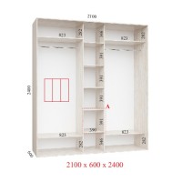 Шкаф-купе 210х45х210 КОМФОРТ - 3 фасады Шкаф-купе 210х45х210 КОМФОРТ - 3 фасады