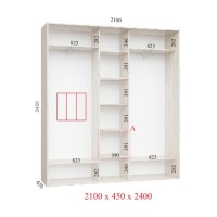 Шкаф-купе 210х45х240 КОМФОРТ - 3 фасады