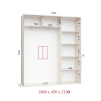 Шкаф-купе 180х45х210 СТАНДАРТ - 2 фасада