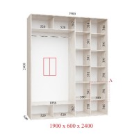 Шкаф-купе 190х60х240 СТАНДАРТ - 2 фасада