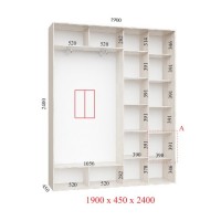 Шкаф-купе 190х45х240 СТАНДАРТ - 2 фасада