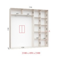 Шкаф-купе 210х45х210 СТАНДАРТ - 2 фасада