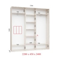 Шкаф-купе 220х45х240 СТАНДАРТ - 3 фасады