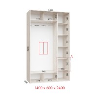 Шкаф-купе 140х60х240 СТАНДАРТ - 2 фасада