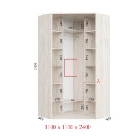 Угловой шкаф-купе 110х110х240 СТАНДАРТ - 2 фасада