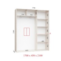 Шкаф-купе 170х45х210 СТАНДАРТ - 2 фасада