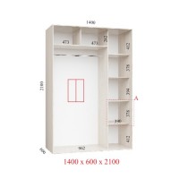 Шкаф-купе 140х60х210 СТАНДАРТ - 2 фасада