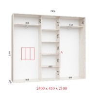 Шкаф-купе 240х45х210 СТАНДАРТ -3 фасада