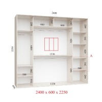 Шкаф-купе 240х60х225 ЛЮКС 3 фасады