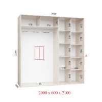 Шкаф-купе 200х60х210 СТАНДАРТ - 2 фасада