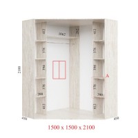 Угловой шкаф-купе 150х150х210 СТАНДАРТ - 2 фасада