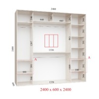 Шкаф-купе 240х60х240 ЛЮКС 3 фасады