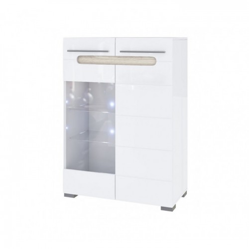 Тумба Б'янко 2Д Скло Білий / Дуб Сонома