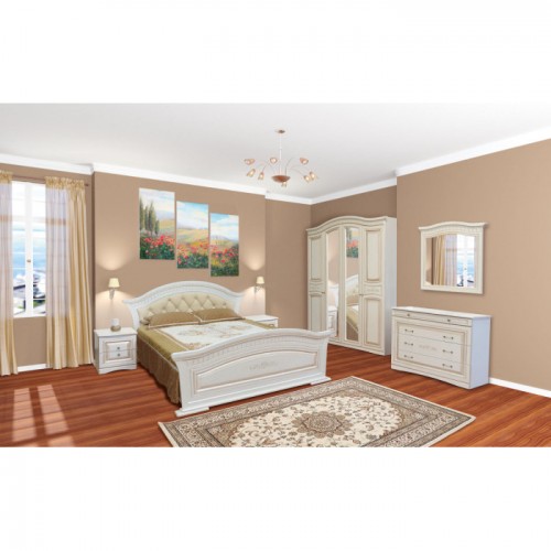 Спальня Ніколь 4Д Білий / Біле дерево, патина