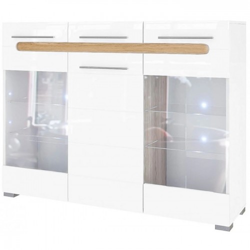 Тумба Б'янко 3Д Скло Білий / Дуб Сонома Тумба Б'янко 3Д Скло Білий / Дуб Сонома