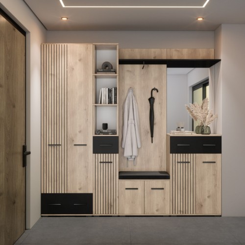 Передпокій Амбре Дуб білий/Чорний