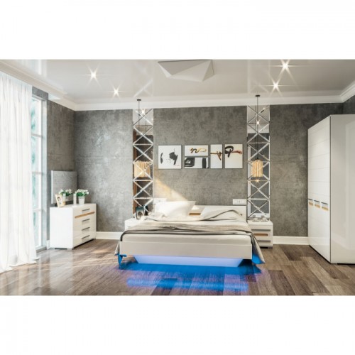 Спальня Б'янко Білий / дуб сонома