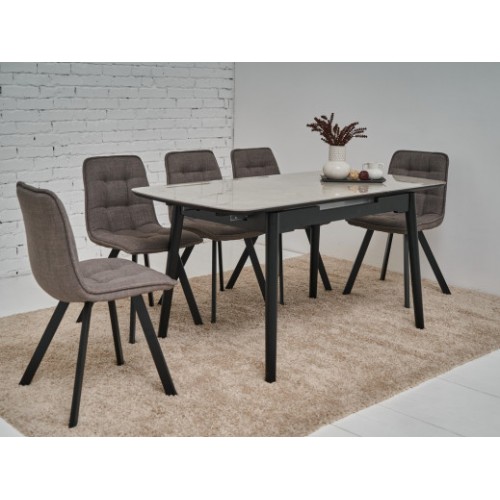 Керамический стол TM-76 калакатта мрамор (серая керамика) + чёрный