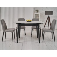 Керамический стол TM-87-1 белый мрамор + черный