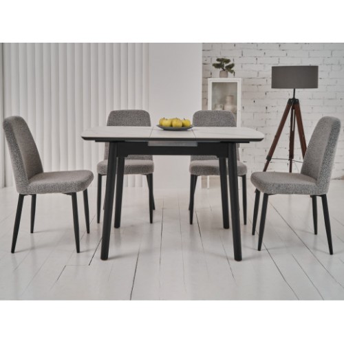 Керамический стол TM-87-1 белый мрамор + черный