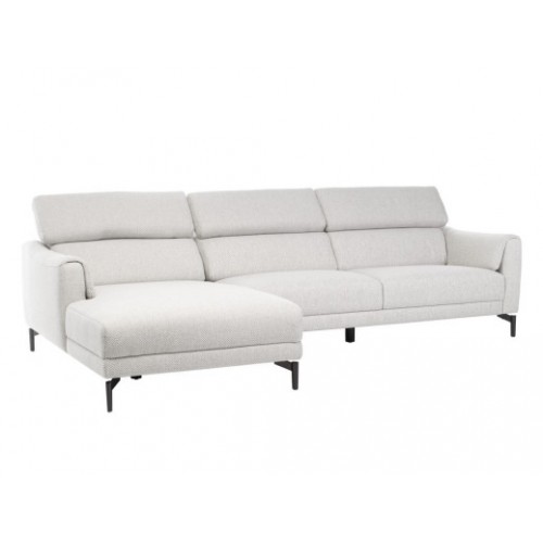 Угловой диван "Леонардо" бежевый лён + чёрный(L)