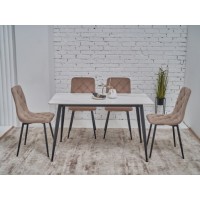 Обеденный керамический стол TM-100 олимпо вайт + черный