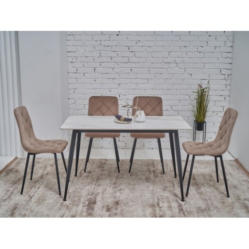 Обеденный керамический стол TM-100 олимпо вайт + черный