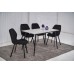 Обеденный керамический стол TM-100 белый мрамор + черный