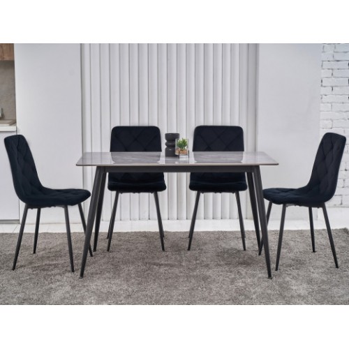 Обеденный керамический стол TM-100 ребекка грей + черный