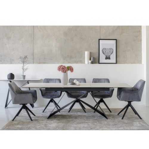 Керамический стол Бруно TML-880 белый мрамор + черный