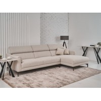 Угловой диван "Леонардо" бежевый лён + чёрный (R)