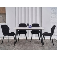 Обеденный керамический стол TM-100 белый мрамор + черный