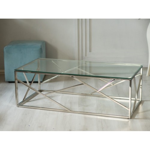 Журнальный стол CF-1 прозрачный + серебро