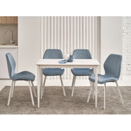 Обеденный керамический стол TM-110 белый мрамор + белый